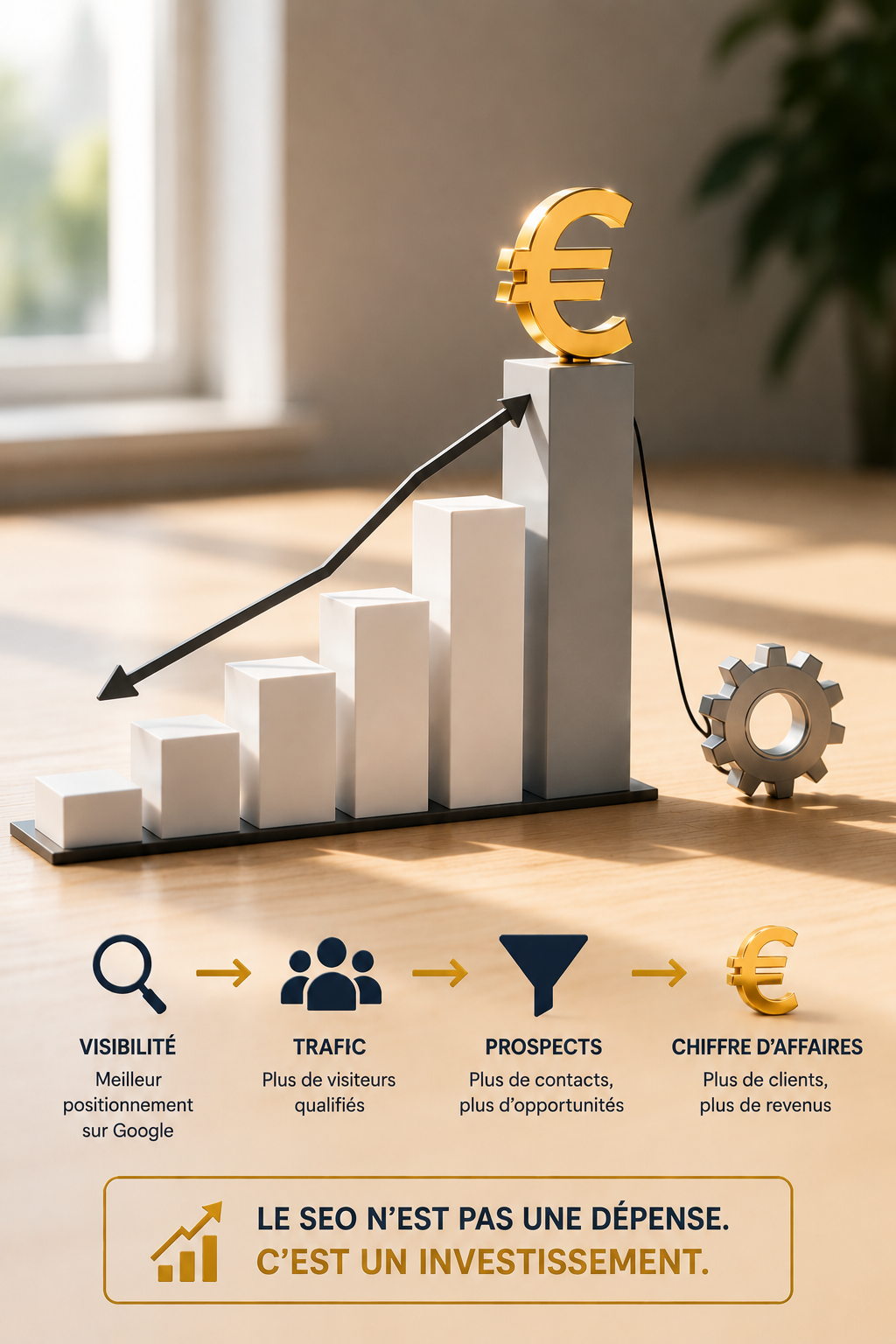 Infographie sur le retour sur investissement (ROI) d'une prestation SEO orientée résultat business